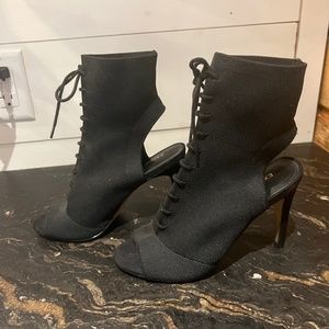 Express fabric open toe booties
